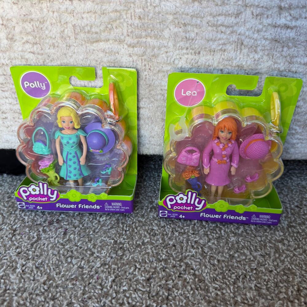 NIB 2005 Mattel Polly Pocket Flower Friends blister packs Polly and Lea